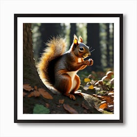 Squirrel In The Woods 37 Art Print