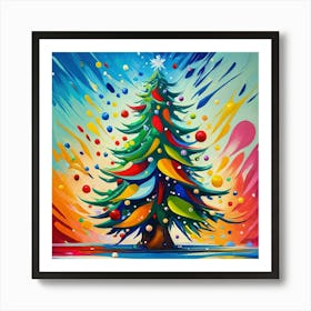 Christmas Tree Oil Painting Art Print