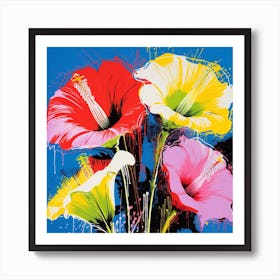 Andy Warhol Style Pop Art Flowers Moonflower 2 Square Art Print