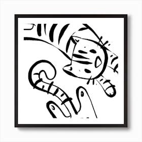 Tiger And Cat Art Print