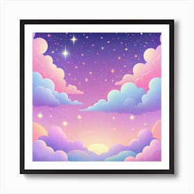 Sky With Twinkling Stars In Pastel Colors Square Composition 102 Art Print