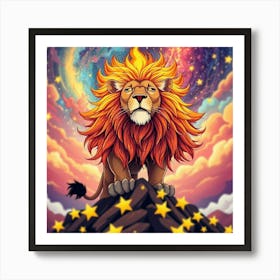 Lion With Stars 1 Art Print