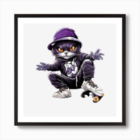 Cat Skateboarder 5 Art Print