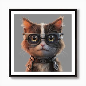 Cat With Glasses Art Print
