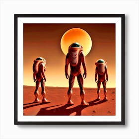 Three Astronauts On Mars Art Print