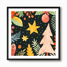 Thatworksmedia Christmas Colorful Holiday Decorations Star Art Print