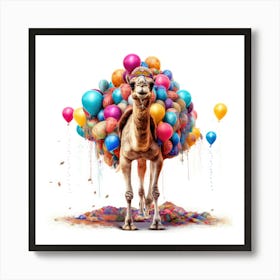 Camel With Balloons Art Print