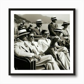 Group Of Men On A Boat Art Print