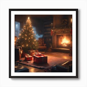 Christmas Tree In The Living Room 25 Art Print