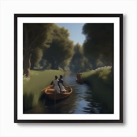 Two People In A Boat Art Print