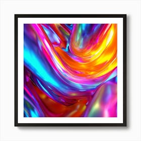 3d Light Colors Holographic Abstract Future Movement Shapes Dynamic Vibrant Flowing Lumi (16) Art Print