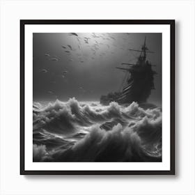 Ship In The Storm Art Print