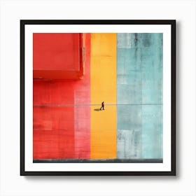 Man Walking On Colorful Pavement Art Print