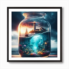 Lighthouse In A Jar Art Print