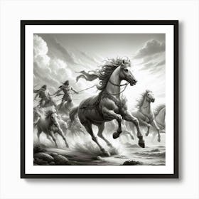 Battle Of The Horses Art Print