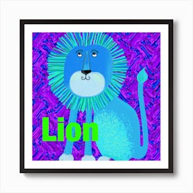 Blue Lion Square Art Print