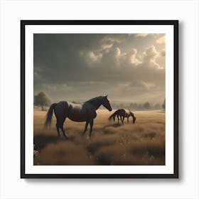 Horses In A Field 25 Art Print