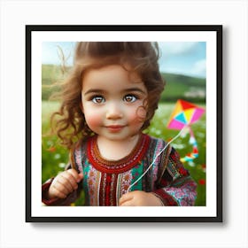 Little Girl With A Kite Affiche