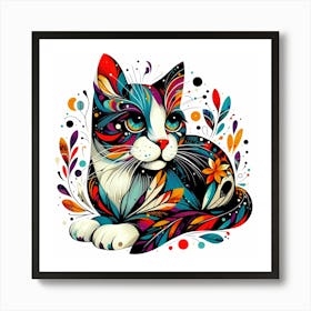 Feline Cat Creative Artwork Illustration 6 Art Print