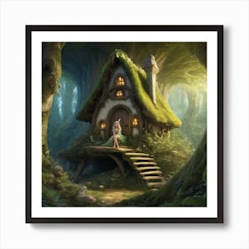 A Beautiful Tiny Fairy In A Woodland Cottage Share 1 Art Print