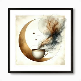 Hot Coffee Cup In Forms Creative Light Color Illustration Art Print