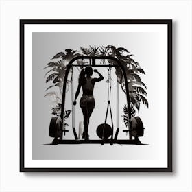 Silhouette Of A Woman At The Gym 1 Art Print