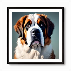 Studio head and shoulders portrait of a cute St Bernard dog Art Print