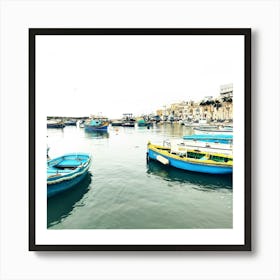 Fishing Boats In The Harbor Malta Art Print