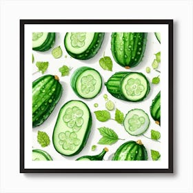 Cucumber Seamless Pattern Art Print