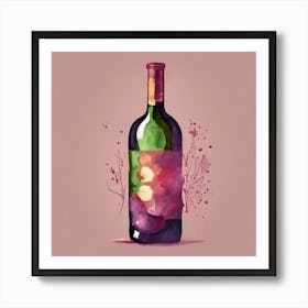 Watercolor Wine Bottle Art Print