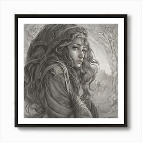 Woman With Long Hair Art Print
