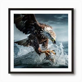 Bald Eagle Catching Fish Art & Wood Cremation Urn Hand-painted Art