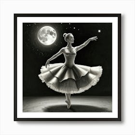 Ballerina In The Moonlight 1 Art Print