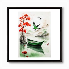 Asian Boat Painting Art Print