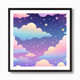 Sky With Twinkling Stars In Pastel Colors Square Composition 269 Art Print