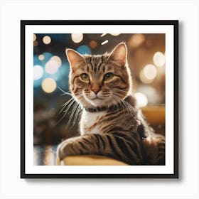 Cat Sitting On A Table Art Print