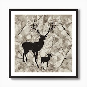 Deer And Fawn, Rein deer,  Christmas vector art, Vector Art, Christmas art, Christmas Art Print