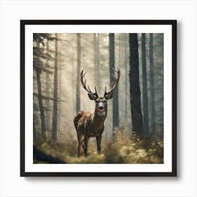 Deer In The Forest 216 Art Print