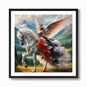 Angel On A Horse 1 Art Print