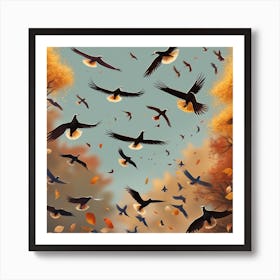 Eagles In Flight Art Print