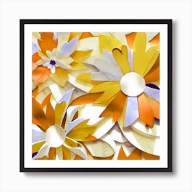Golden Floral Collage Art Print
