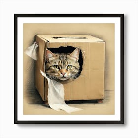 Cat In A Box 21 Art Print