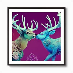 Deer Kissing Art Print