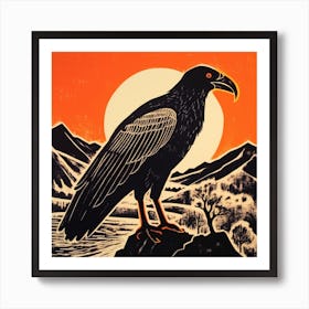 Retro Bird Lithograph California Condor 3 Art Print