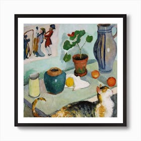 Still Life With A Cat, August Macke Art Print