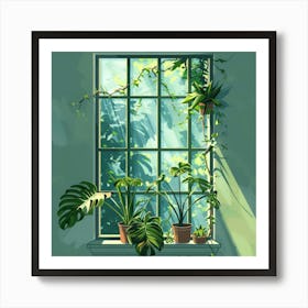 Plants In The Window Art Print