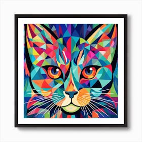 Geometric Cat Painting Art Print
