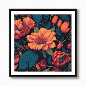 Leonardo Diffusion Floral Print Vector 4k 3 Art Print