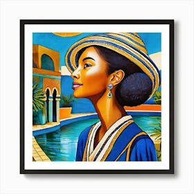 African Woman In Hat Art Print