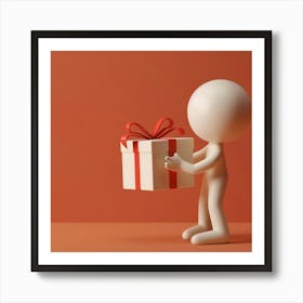 3d Person Holding A Gift Art Print